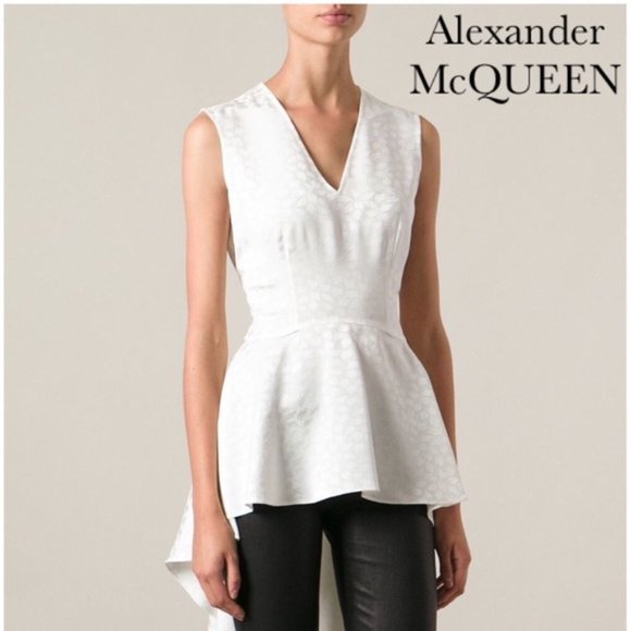 Alexander McQueen Tops - Alexander McQUEEN Peplum Top V Neck High Low